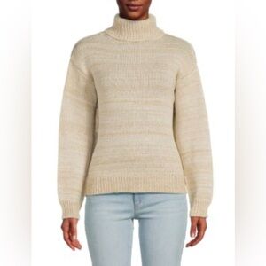 JOE'S JEANS Gold and Cream Knit Turtleneck Long Sleeve Sweater Size Large NWOT